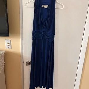 Long blue midi dress perfect for a wedding or prom event.